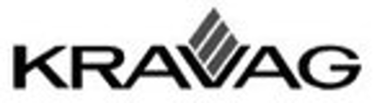 KRAVAG-Logo mit einem Rauten-Symbol, das aus mehreren parallelen Linien über dem Buchstaben "V" besteht.