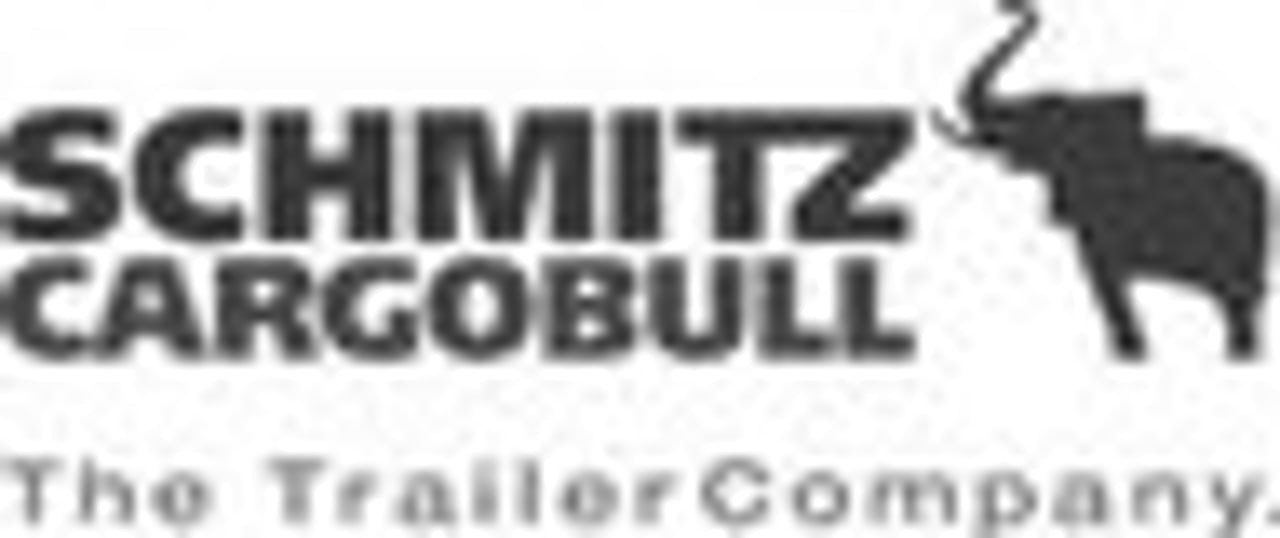 Schmitz Cargobull Logo mit Elefant und dem Slogan "The Trailer Company."