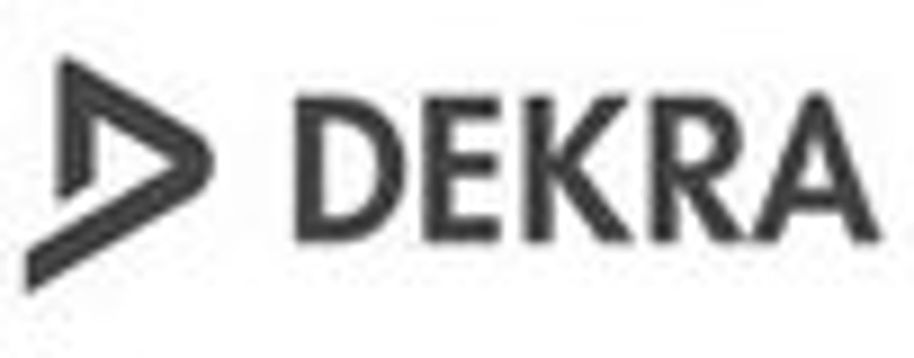 DEKRA Logo mit einem stilisierten Dreieck als Symbol.