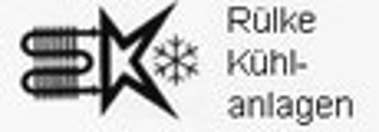 Logo mit einer stilisierten Kühlschlange und einer Schneeflocke, daneben der Text "Rülke Kühlanlagen".